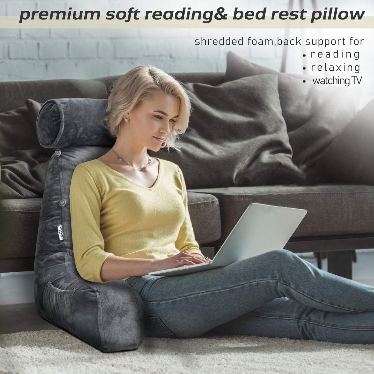 HaulWellGoods - Bed Reading Pillow - Cozy Backrest Support