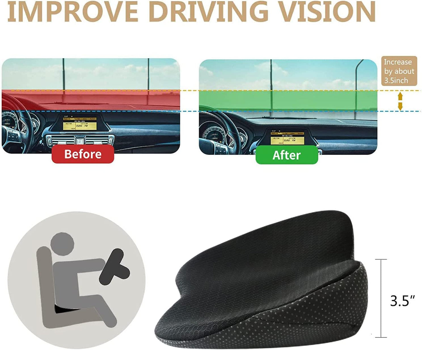 HaulWellGoods - Driver Seat Cushion - Better View Comfort