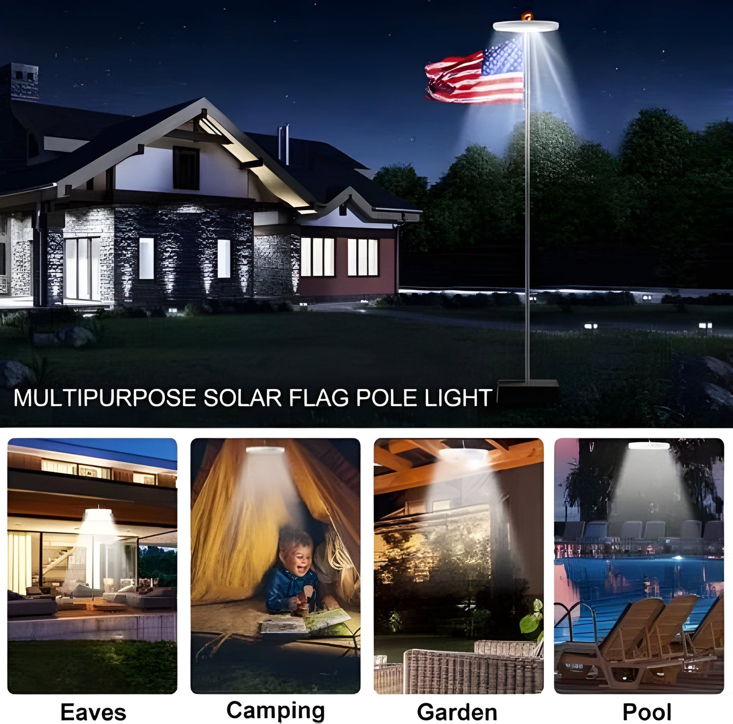 HaulWellGoods - Solar Flagpole Light - All-Night Glow