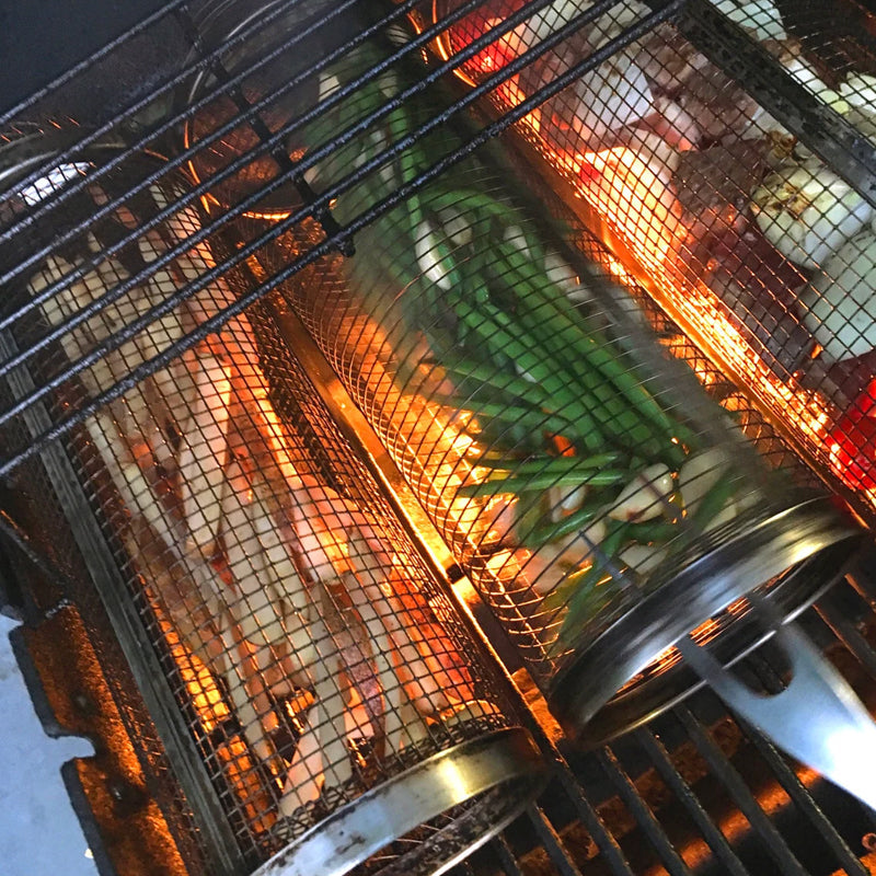 HaulWellGoods - Rolling Grill Basket - Even Grilling