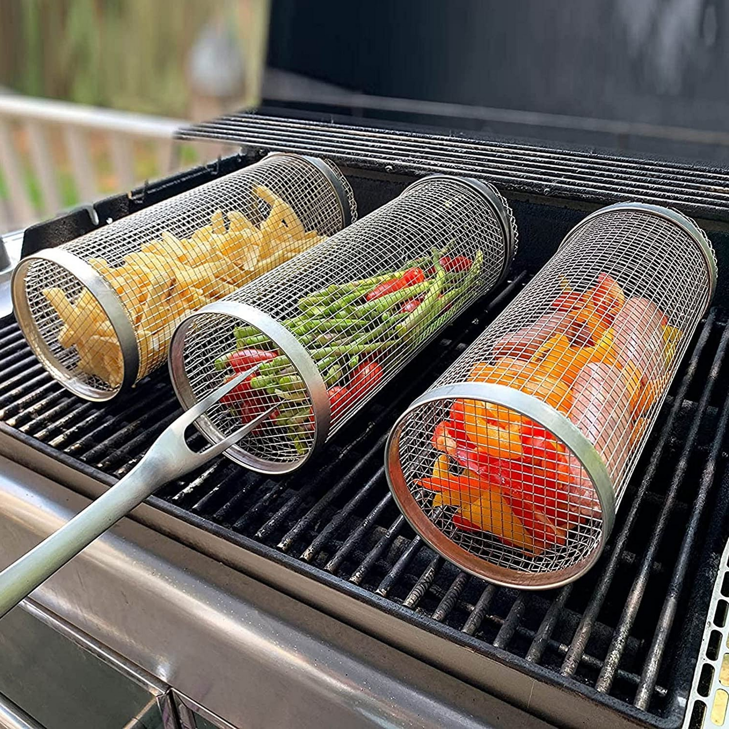 HaulWellGoods - Rolling Grill Basket - Even Grilling